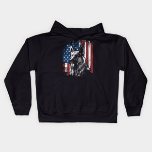 Ger Shepherd 4Th Of July American Flag Kids Hoodie